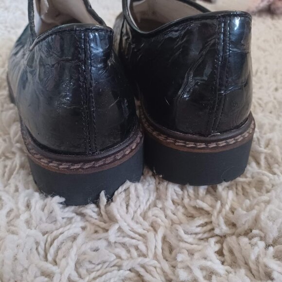 Geier Wally Austria Women’s 39 (US 8) Black Croc Patent Leather Zip Loafers Rare - Picture 11 of 12